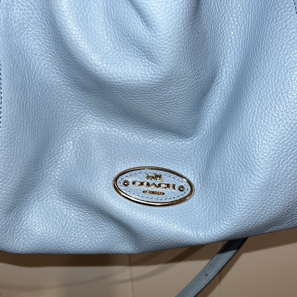 COACH Light Blue Leather 2 Way Shoulder Bag with Crossbody Strap EUC - Picture 4 of 16